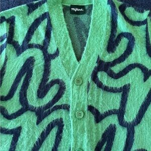 Green and Navy Men's Cardigan